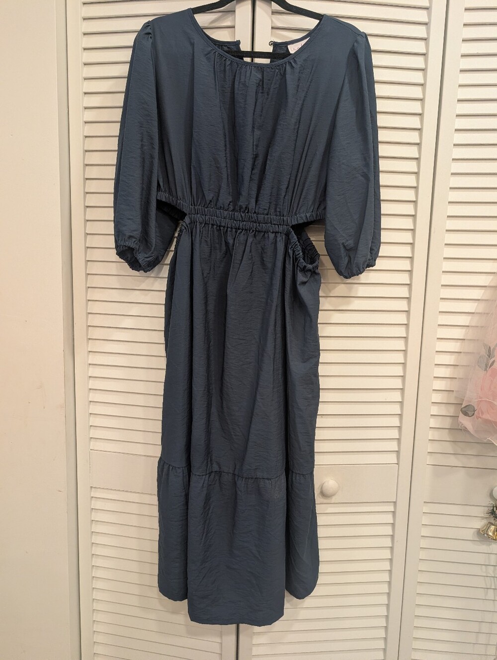 isabel By Ingrid +Isabel Slate  Blue Maxi Dress with Side Cutouts Size Medium